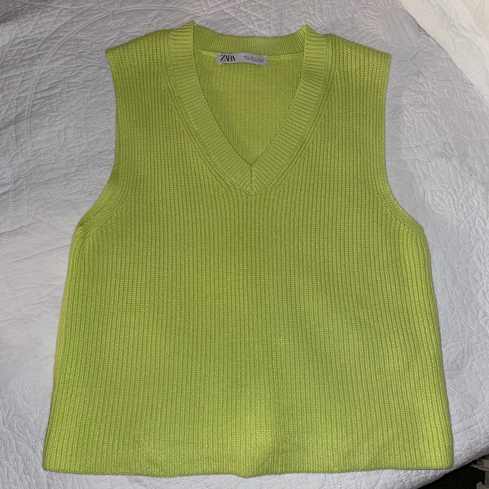 zara, lime green sweater vest, size large, great condition, worn once
